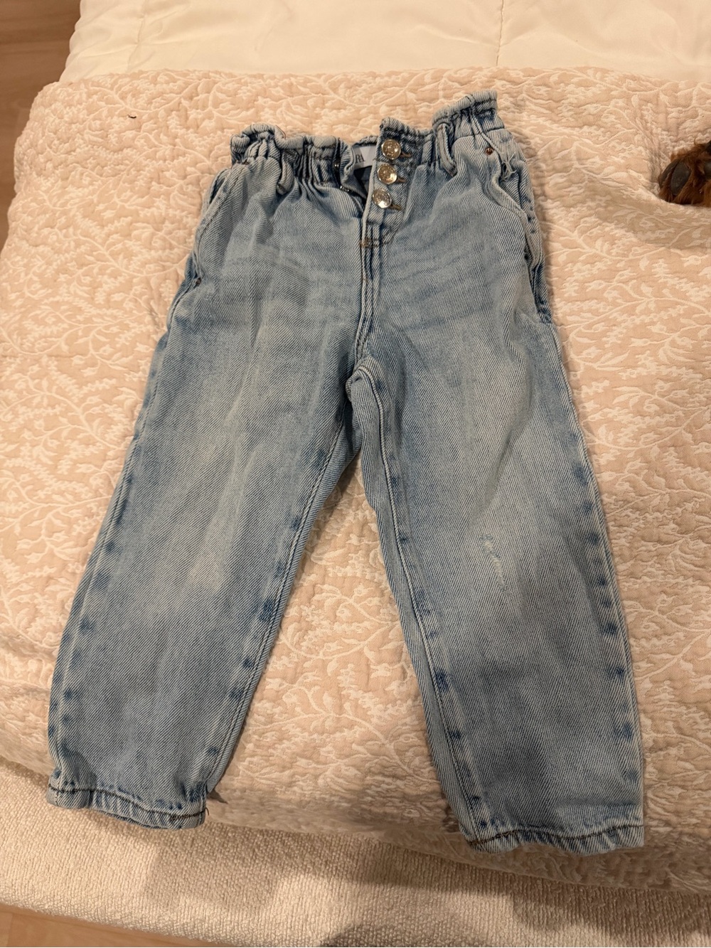 Zara Light Wash Paperbag Waist Denim Jeans